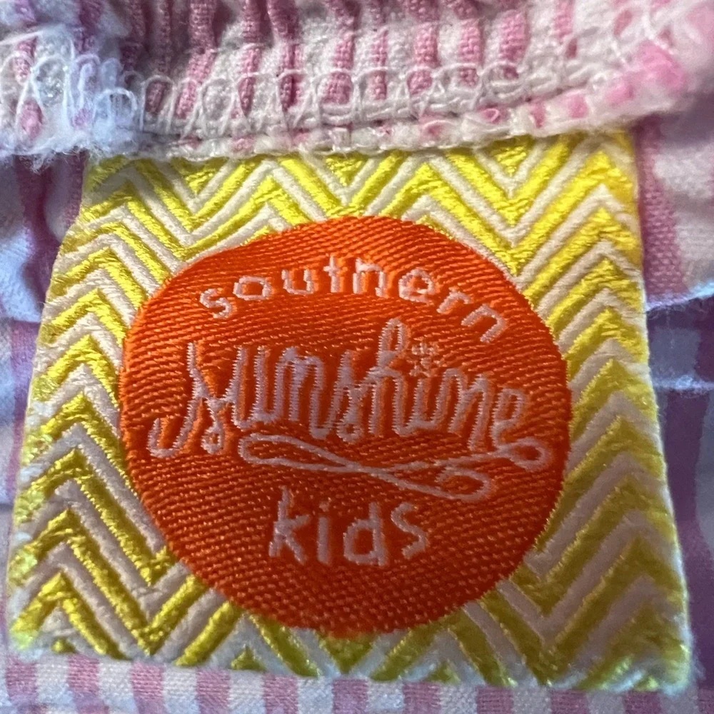 Southern Sunshine Kids Striped Pink Smocking Anchor Romper Size 9 Months